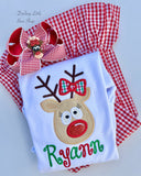 Silly Reindeer bow - red gingham bow with girly reindeer center