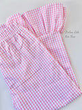 Pink and White Check Ruffle Pants