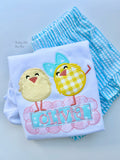 Aqua Seersucker ruffle shorts