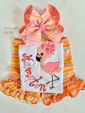 Flamingo shirt, tank top or bodysuit for girls in pink and coral