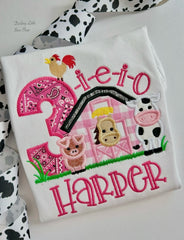 3IEIO Farm Birthday shirt for girls