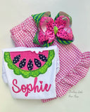 Pink and Green Watermelon Hairbow