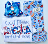 God Bless America, All American Cookout shirt, tank or bodysuit for Girls 4th of July - Darling Little Bow Shop