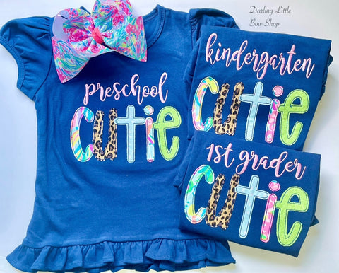 School Cutie shirt - personalize with any grade - Darling Little Bow Shop