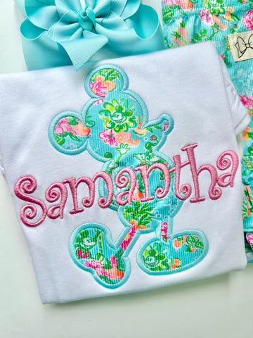 Mickey Tropical Print embroidered shirt, ruffle shirt, tank or bodysuit - Darling Little Bow Shop
