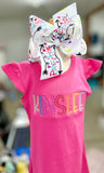 Bright Pink Flutter Sleeve dress for Back to School - Darling Little Bow Shop