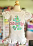 Mickey Tropical Print embroidered shirt, ruffle shirt, tank or bodysuit - Darling Little Bow Shop
