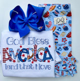 God Bless America, All American Cookout shirt, tank or bodysuit for Girls 4th of July - Darling Little Bow Shop