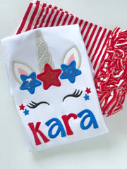 4th of July Unicorn Girls shirt, tank or bodysuit for 4th of July