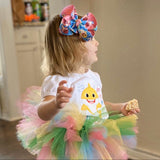 Baby Shark Shirt or bodysuit for girls in rainbow colors - Darling Little Bow Shop