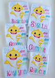 Baby Shark Shirt or bodysuit for girls in rainbow colors - Darling Little Bow Shop