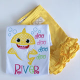 Baby Shark Shirt or bodysuit for girls in rainbow colors - Darling Little Bow Shop