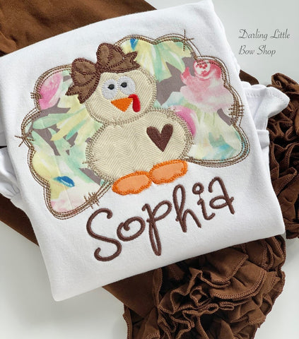Thanksgiving bodysuit or shirt for girls -- A Floral Farmhouse Thanksgiving - Darling Little Bow Shop