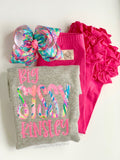 Big or Little Sissy Shirt, Sweatshirt or Bodysuit in bright lilly fabric - Darling Little Bow Shop