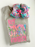 Big or Little Sissy Shirt, Sweatshirt or Bodysuit in bright lilly fabric - Darling Little Bow Shop