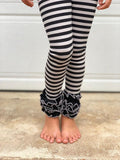 Gray and Black Halloween Ruffle Leggings - BOOtique leggings - Darling Little Bow Shop