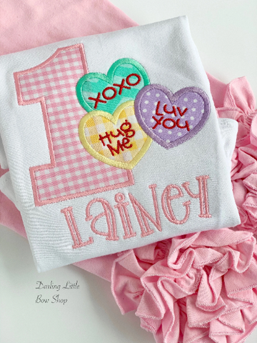 Conversation Hearts Birthday Shirt or bodysuit for girls - Darling Little Bow Shop