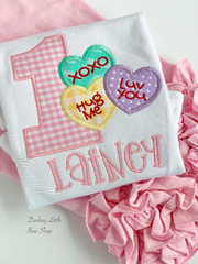 Conversation Hearts Birthday Shirt or bodysuit for girls