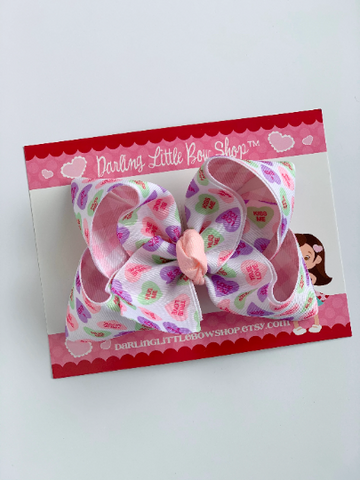 Conversation Hearts hairbow - Darling Little Bow Shop