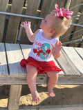 Crab shirt, tank top or bodysuit for girls in red and aqua - Darling Little Bow Shop