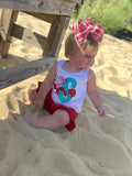 Crab shirt, tank top or bodysuit for girls in red and aqua - Darling Little Bow Shop