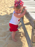 Crab shirt, tank top or bodysuit for girls in red and aqua - Darling Little Bow Shop