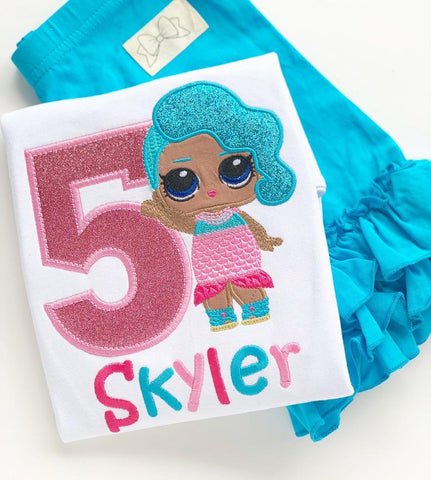 Mermaid Doll Birthday Shirt or bodysuit for girls - Darling Little Bow Shop