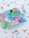 Pastel Rainbow Bow, rainbow hairbow in ombre pastel ribbon choose 4-5" or 6-7" - Darling Little Bow Shop