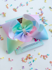 Pastel Rainbow Bow, rainbow hairbow in ombre pastel ribbon choose 4-5" or 6-7"