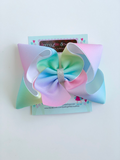 Pastel Rainbow Bow, rainbow hairbow in ombre pastel ribbon choose 4-5" or 6-7" - Darling Little Bow Shop