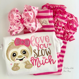 Love you Slow Much Valentine shirt or bodysuit for girls - sloth valentine top - Darling Little Bow Shop