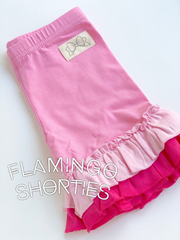 Flamingo Ruffle Shorties - Pink Ombre Ruffle Shorts - gorgeous knit ruffle shorts
