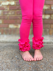 Hot Pink Ruffle Leggings - Hot Pink Icings - gorgeous knit ruffle leggings