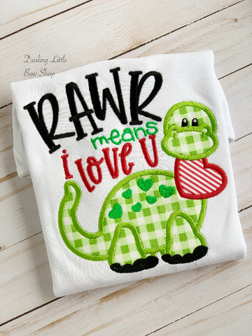Valentine Dinosaur Bodysuit or Shirt -- Rawr means I love you - Darling Little Bow Shop