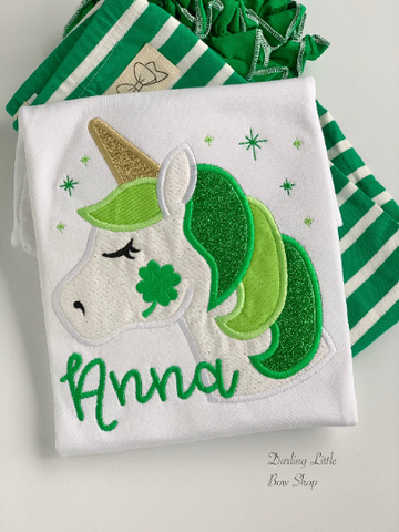 Lucky Unicorn Shirt or bodysuit for girls - Darling Little Bow Shop