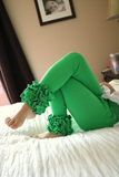 Apple Green Ruffle Leggings - Green Ruffle Leggings - gorgeous knit ruffle leggings - Darling Little Bow Shop