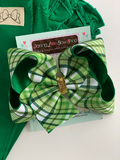 Plaid Hairbow in green and gold - Darling Little Bow Shop