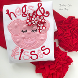 Hogs and Kisses shirt or bodysuit for girls - red and pink pig valentine top - Darling Little Bow Shop