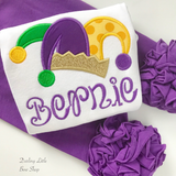 Mardi Gras shirt or bodysuit for girls - Mardi Gras Jester Hat - Darling Little Bow Shop