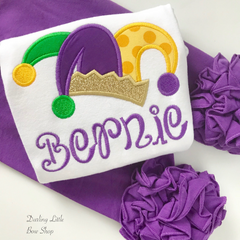 Mardi Gras shirt or bodysuit for girls - Mardi Gras Jester Hat