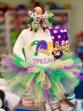 Mardi Gras shirt or bodysuit for girls - Mardi Gras Jester Hat - Darling Little Bow Shop