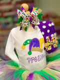 Mardi Gras shirt or bodysuit for girls - Mardi Gras Jester Hat - Darling Little Bow Shop