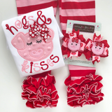 Hogs and Kisses shirt or bodysuit for girls - red and pink pig valentine top - Darling Little Bow Shop