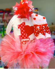 Valentine 1st Birthday Tutu Outfit - Baby Girl - Made in USA