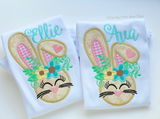 Floral Easter Bunny Shirt or Bodysuit for girls - Darling Little Bow Shop