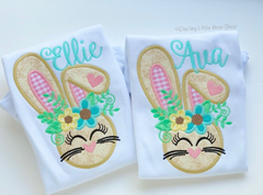 Floral Easter Bunny Shirt or Bodysuit for girls