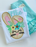 Floral Easter Bunny Shirt or Bodysuit for girls - Darling Little Bow Shop