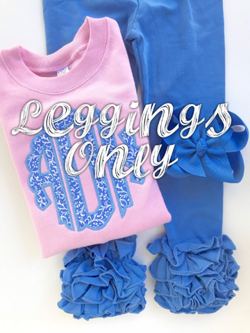 Cornflower Blue Ruffle Leggings - Cornflower Blue Icings - gorgeous knit ruffle leggings - size NB to 10 - Darling Little Bow Shop