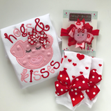 Hogs and Kisses shirt or bodysuit for girls - red and pink pig valentine top - Darling Little Bow Shop