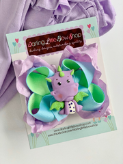 Dragon Hairbow - lavender and lime green baby dragon bow